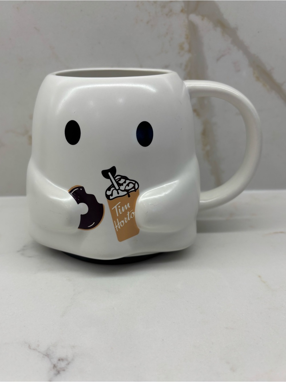 Tim Hortons 2025 Glow In The Dark Halloween Ghost with Bats Coffee Tea Mug NEW